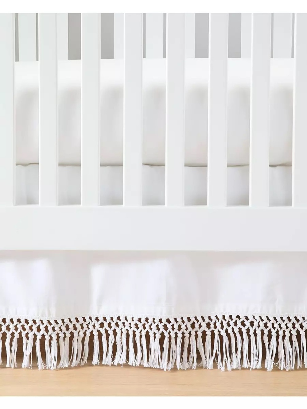 Serena & Lily White Macramé Fringe Crib Skirt